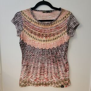 Prana Zigzag Multicolor Short Sleeve Top